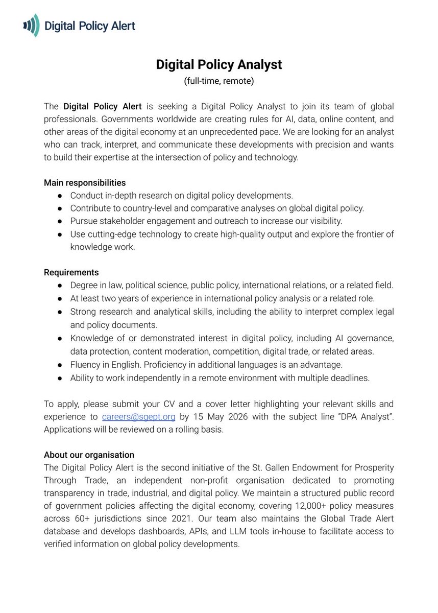 EemanBintSulaym's tweet photo. Digital Policy Analyst (Remote)

Good luck 🍀 https://t.co/1QrRoUKoUi