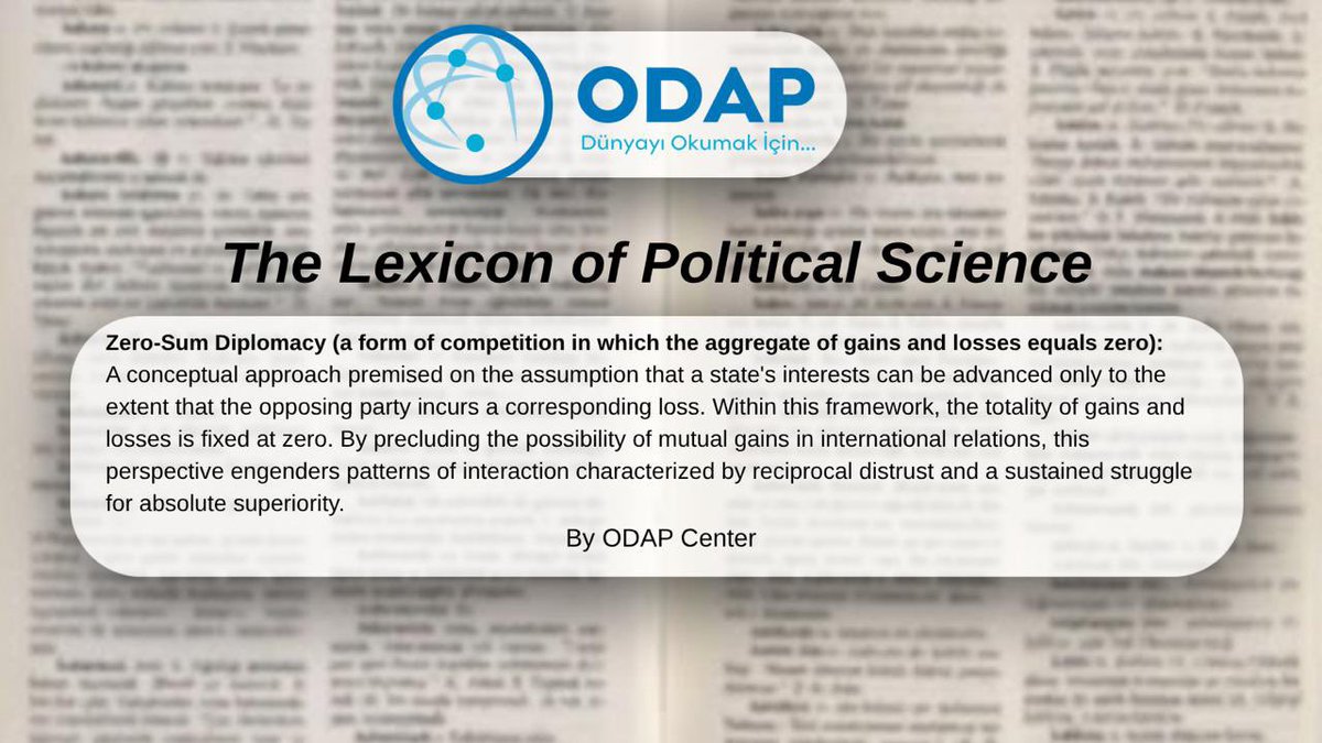 odapenglish's tweet image. An important concept for understanding the nature of competition in international relations: Zero-Sum Diplomacy.
If one side’s gain is the other’s loss, how possible is cooperation?
#InternationalRelations #PoliticalScience #Diplomacy”