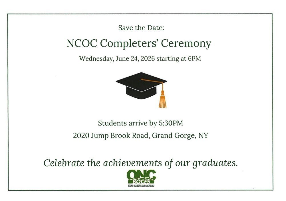 marg_csd's tweet photo. NCOC BOCES Completers' Ceremony will be held on June 24th at 6:00 pm https://t.co/6sNoK1WyLr