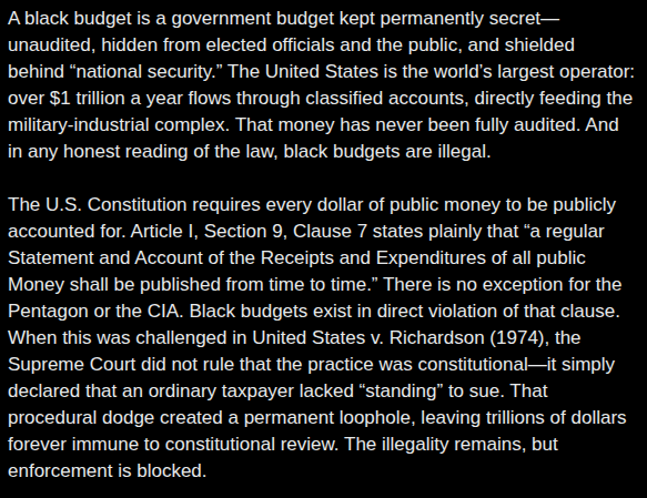 IatrogenicIntel's tweet photo. Black budgets, The military-industrial-complexes and governments corruption.
#BlackBudgets #BlackBudget #MilitaryIndustrialComplex #HiddenTech #HiddenScience #AuditThePentagon #ConstitutionalViolation #DeepState #ClassifiedSpending #GlobalCorruption #SuppressedScience #EndTheFed