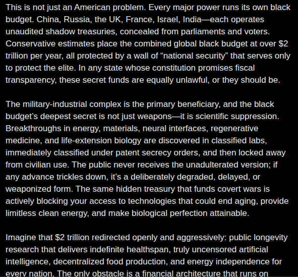 IatrogenicIntel's tweet photo. Black budgets, The military-industrial-complexes and governments corruption.
#BlackBudgets #BlackBudget #MilitaryIndustrialComplex #HiddenTech #HiddenScience #AuditThePentagon #ConstitutionalViolation #DeepState #ClassifiedSpending #GlobalCorruption #SuppressedScience #EndTheFed