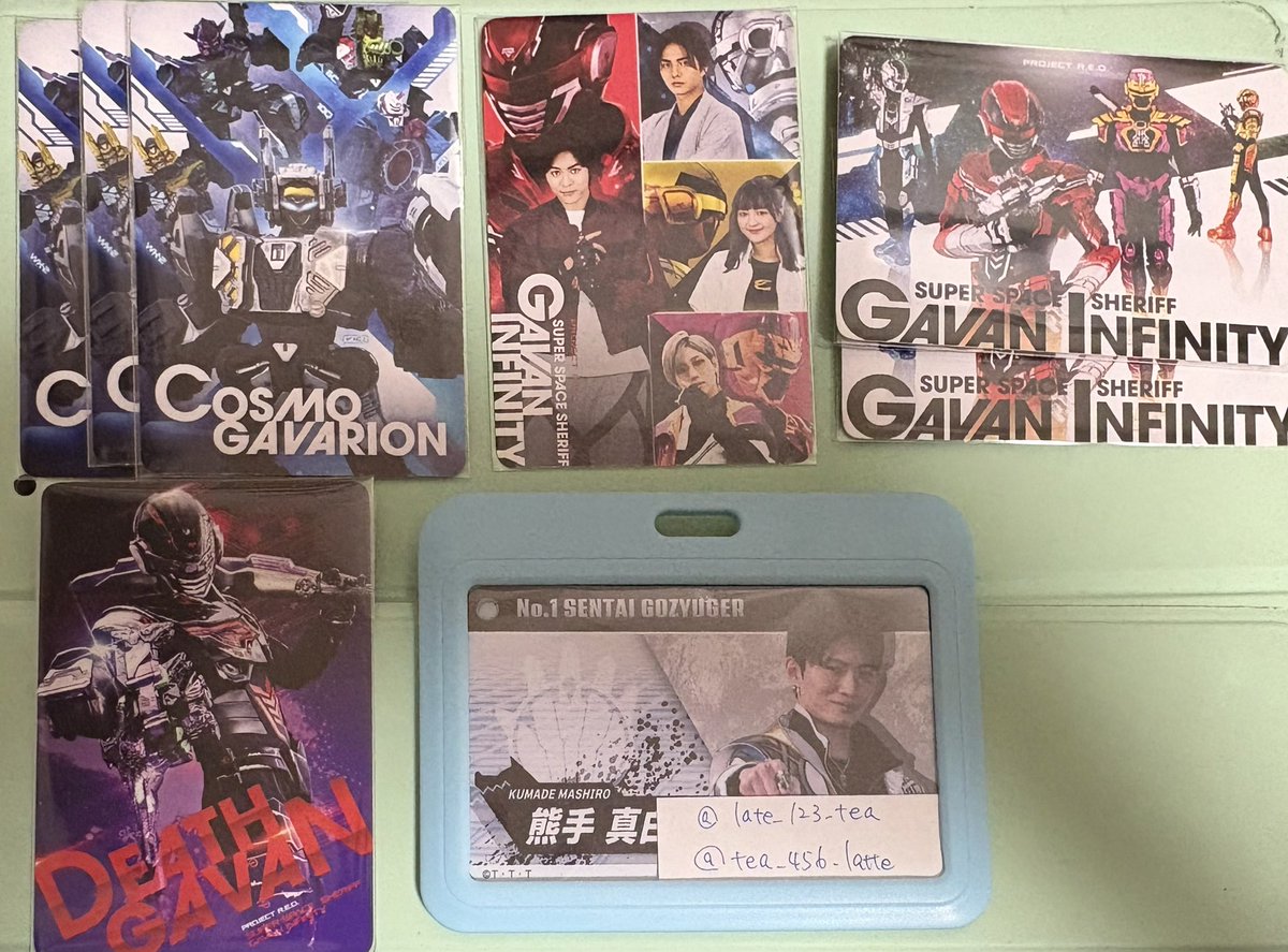late_123_tea's tweet photo. 【交換/譲渡】超宇宙刑事 ギャバン インフィニティ スイング オリジナルシート

譲▶︎ガワ集合/素面/コスモギャバリオン/デスギャバン
インフィニティ/ブシドー/ルミナス/カンキー
求▶︎風波駆無/ライヤ＞定価+送料

固ツイ/ツリー要確認　郵送
検索からもお気軽にお声掛けください https://t.co/UAnqO4o7Em