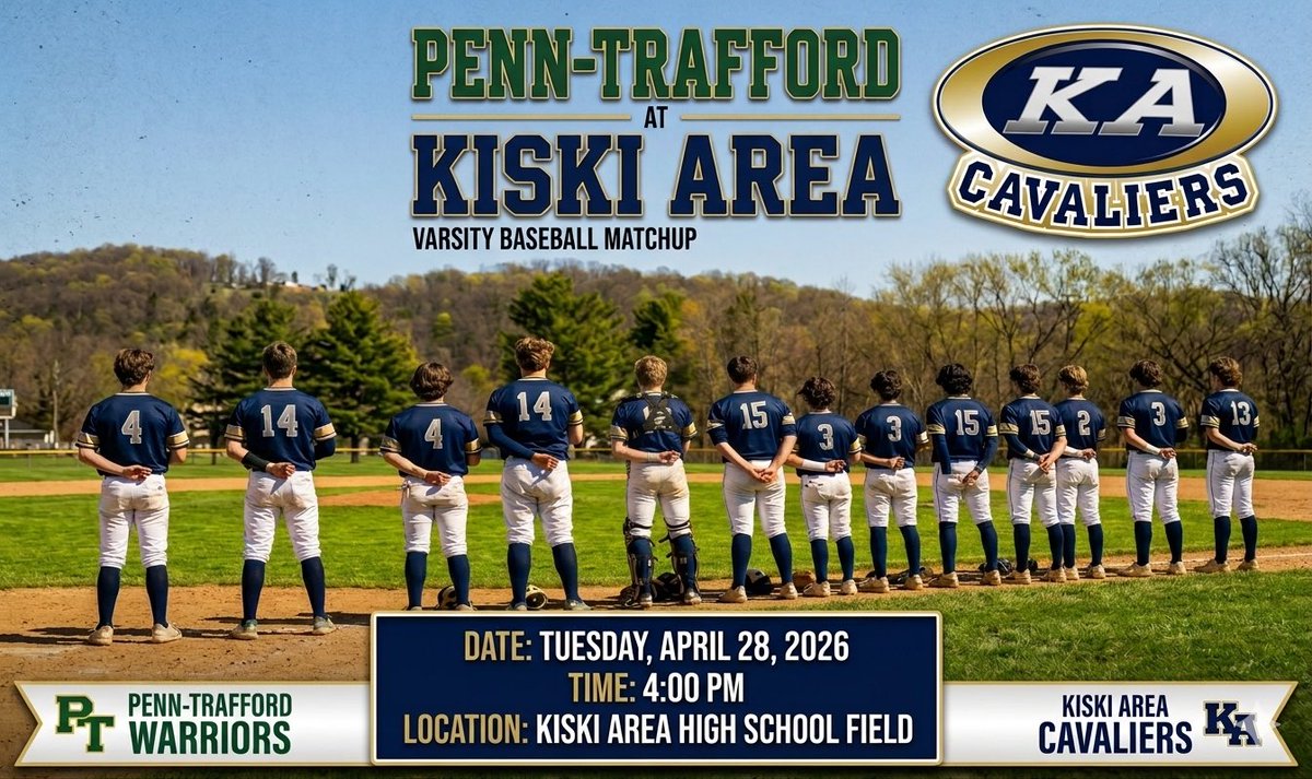 KiskiAreaBB's tweet photo. ⚔️⚾️⚾️GAME 2 ⚾️⚾️⚔️
Back at it today against Penn-Trafford. Varsity is at home and the JV is away.
First pitch for both games is 4:00!!
⚔️⚾️⚾️#KAALLDAY ⚾️⚾️⚔️
@CoachNulph https://t.co/vRakfz89gM