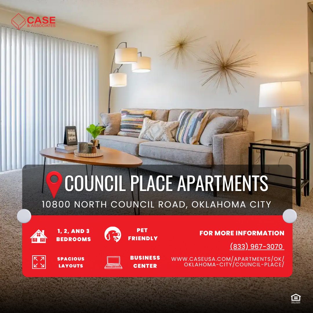 Council Place Apartments in Oklahoma City offers thoughtfully designed homes that bring comfort into your everyday routine 🏡✨

Each floor plan features bright, open living and dining areas ideal for relaxing or gathering, along with the convenience of an in-home washer and...