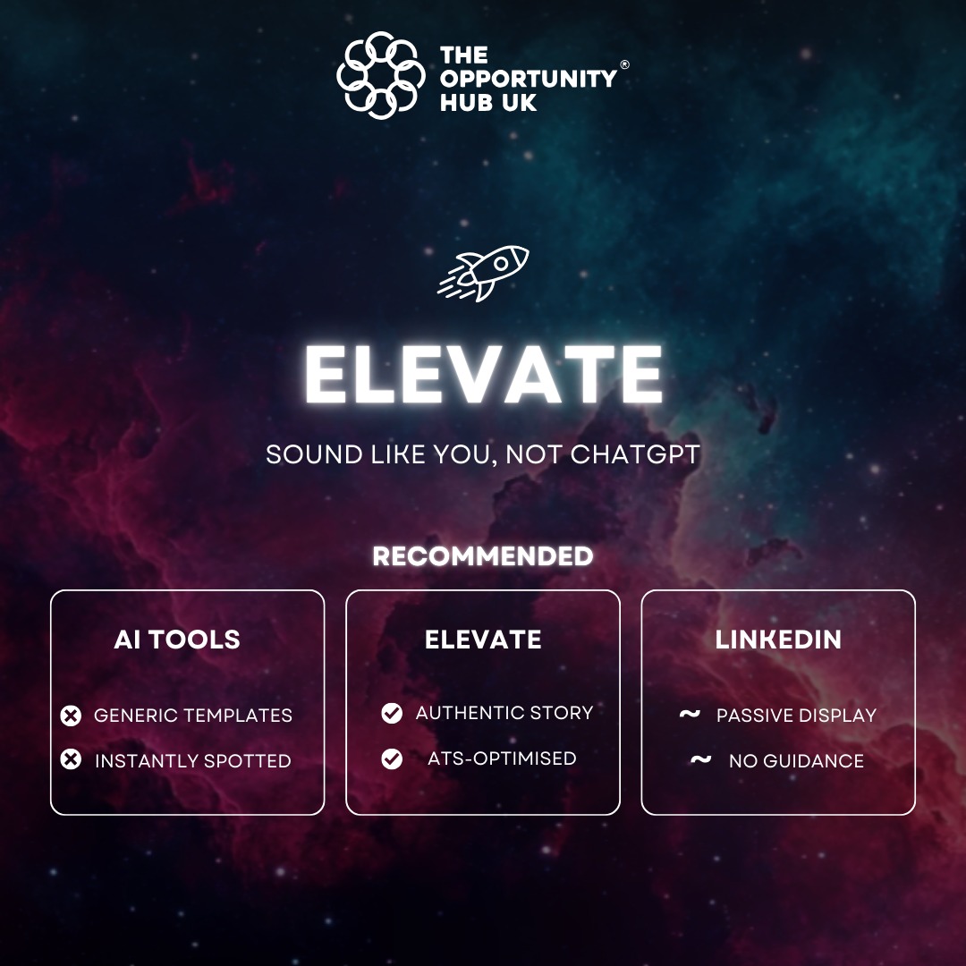 TheOHubUK's tweet photo. 🤔 Still not getting callbacks? It might not be you — it might be your CV.

AI rewrites your CV. LinkedIn just sits there. Neither actually tells your story — Elevate does.

👉 𝗟𝗶𝗻𝗸: https://t.co/XBPzFmgonz

#London #LaunchYourCareer #BeyondTheCV #TheOHubUK #VideoFirst https://t.co/VFLRg1CnBD