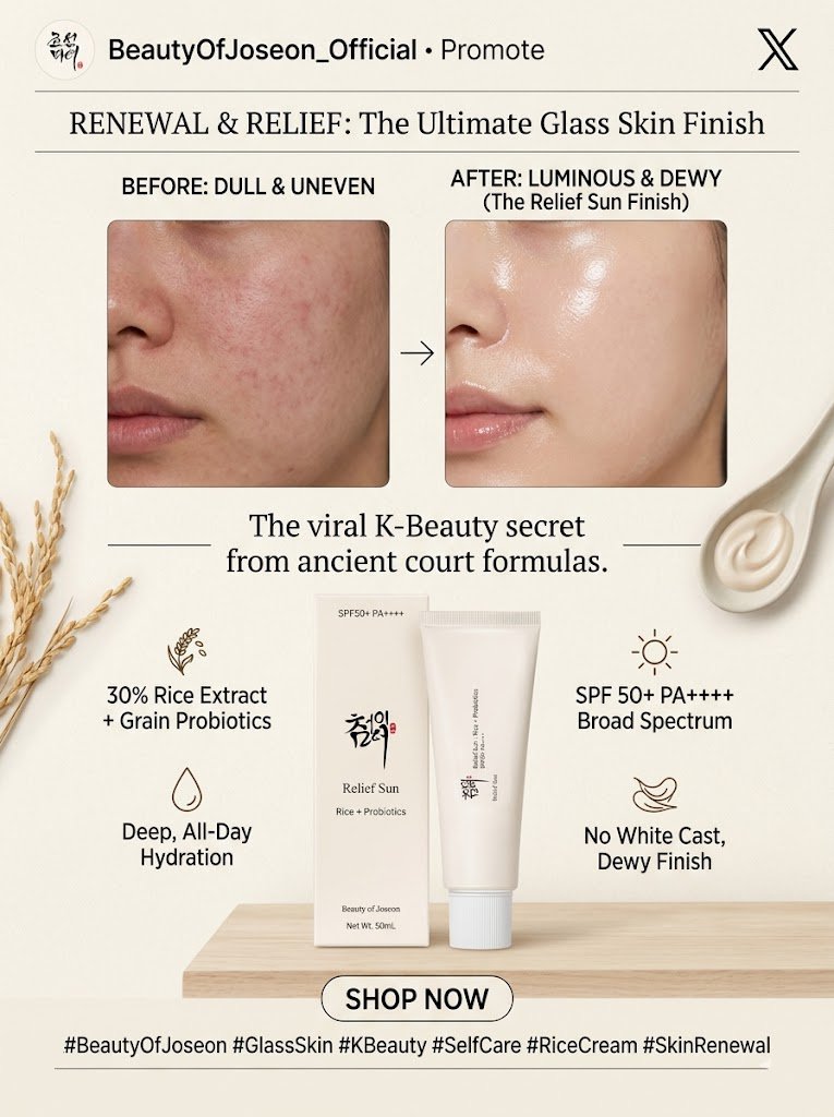 YourBestSklloi's tweet image. BOJ Relief Sun

Meet your daily glow-to! ✨ Achieve the perfect dewy finish with the viral Beauty of Joseon Relief Sun. Lightweight, hydrating, and zero white cast.

Read the full review here: yourbestskin8.blogspot.com/2026/04/relief…

#BeautyOfJoseon #KBeauty #Sunscreen #GlassSkin #SkincareTips