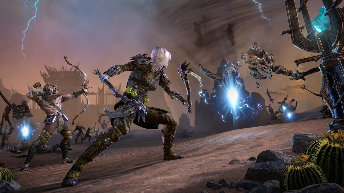 TESOnline's tweet photo. This Thursday, ESO Stream Team member @spantifical, takes ESO’s Senior Encounter Designers Lauren Kaiser and Russell Allen on an expedition into the perilous realm of the Night Market. https://t.co/9ff8uqnAvK https://t.co/eJZv6ZHyK3