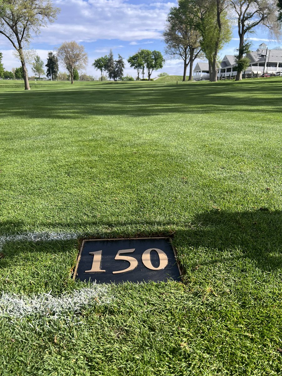 FcoTurf's tweet photo. Installing the new fairway yardage plates today. Once they are all in, we will eliminate the post along the edge of the fairways to help us speed up our mowing process and eliminate clutter on the golf course. Sharp look! https://t.co/emF40uwYdw