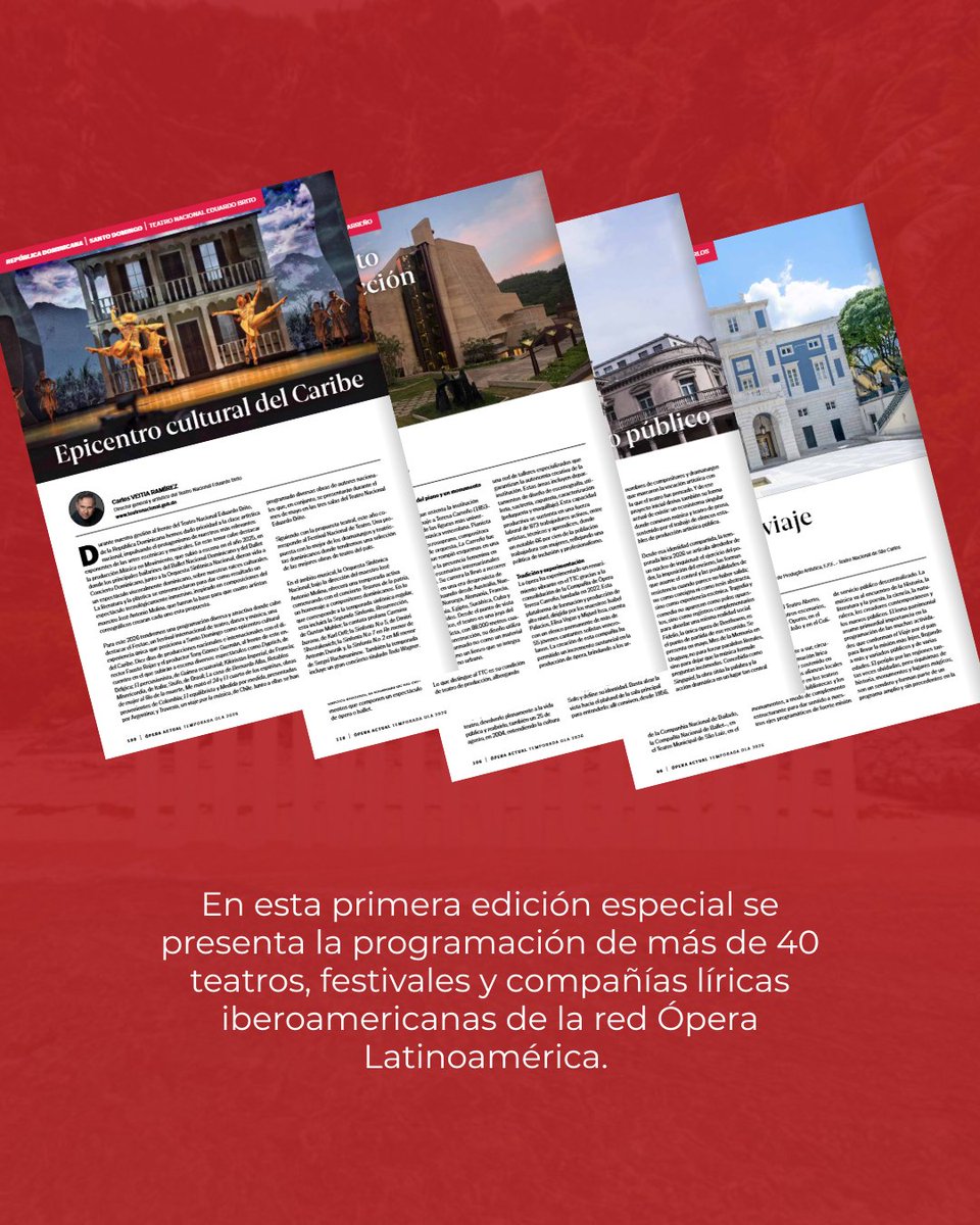 TN_EB's tweet photo. El Teatro Nacional Eduardo Brito como "Epicentro cultural del Caribe" en la edición especial de la revista española Ópera Actual, junto a más de 40 teatros, festivales y compañías líricas de la red Ópera Latinoamérica 🎭🌎

Lee la revista completa aquí 👇
https://t.co/2Sy0fUUNcu https://t.co/PSO0qQJGOS