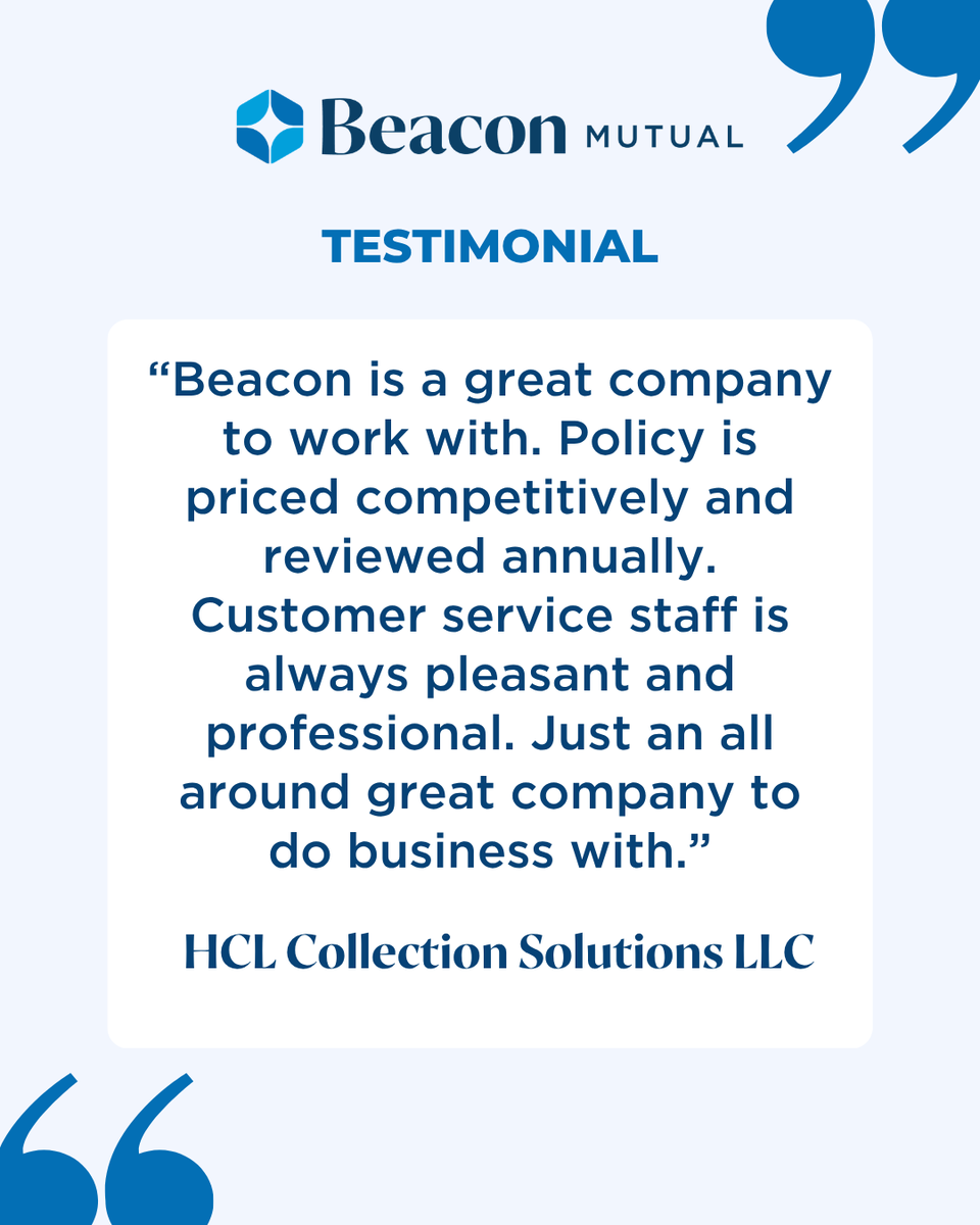 beaconmutual's tweet photo. At Beacon Mutual, we’re proud to partner with employers who trust us to protect what matters most—their people. From proactive safety services to compassionate claims support, we’re here every step of the way.

#testimonialtuesday #focusedonwhatmattersmost #localinsurer https://t.co/nqd8fiI0tB