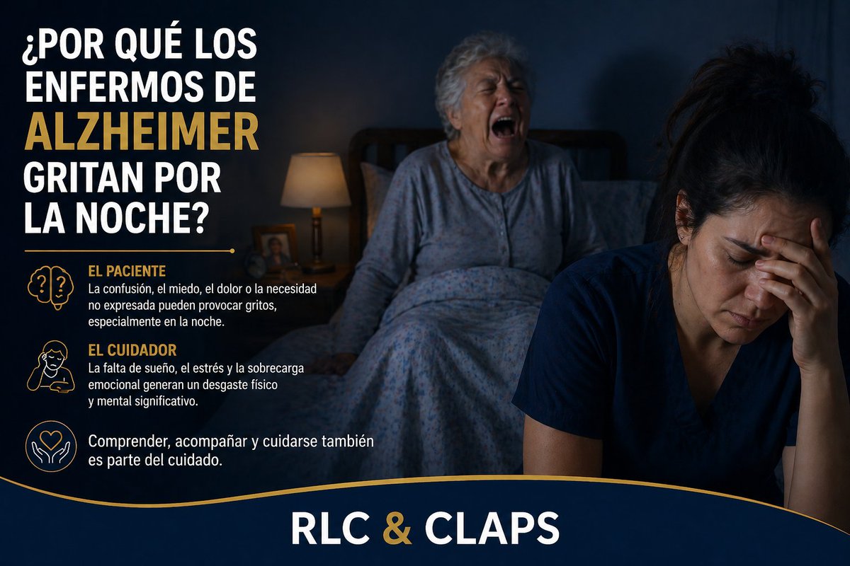redcui's tweet photo. Los gritos nocturnos en el Alzheimer no solo altera el descanso, sino que desgasta la estabilidad emocional. La persona mayor experimenta una sensación de inseguridad y descontrol, mientras que el cuidador vive en un estado de alerta que impide la recuperación física y mental. https://t.co/eIRj7wRpJK