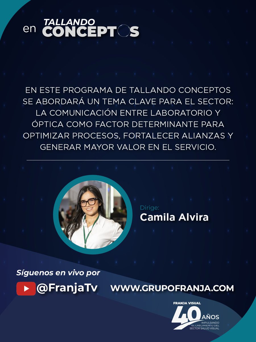 FranjaVisual's tweet image. #Webinar Comunicar mejor también es una estrategia de crecimiento. 🚀

En este programa de Tallando Conceptos se abordará un tema clave para el sector.

Únete hoy con #TC a las 11:00 a.m. (HoraCol)

🔴 Transmisión en vivo: YouTube TVFranja
🔁 Retransmisión: 7:00 p.m por linkedin.