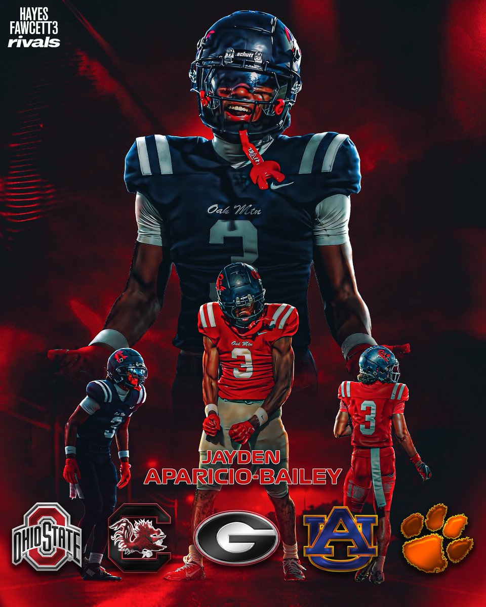 Hayesfawcett3's tweet image. NEWS: Four-Star Safety Jayden Aparicio-Bailey is down to 5 Schools, he tells me for @Rivals

The 6’2 195 S is ranked as the No. 1 Safety in Alabama (per the Rivals300)

Where Should He Go?

on3.com/rivals/jayden-…