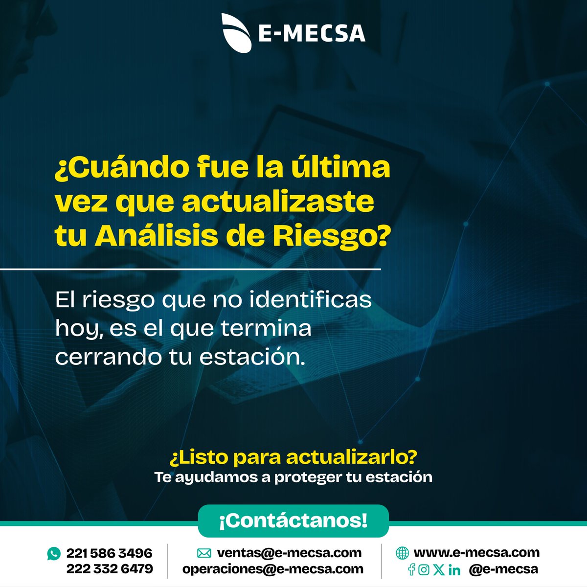e_mecsa's tweet photo. Si tu operación cambió, tu documento también debe hacerlo. Evita multas de ASEA y CNE con estudios reales y actualizados. En E-MECSA te ayudamos.

📷https://t.co/3lnIh8Xvyg
📷 contacto@e-mecsa.com
📷 https://t.co/eZ59AvujqV

#estaciondeservicio #gasolineras https://t.co/mw7Mvy6xHz
