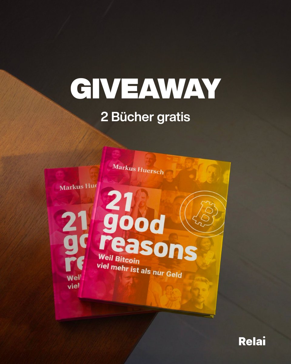 relai_app's tweet photo. Die meisten Bitcoin-Bücher reden über Charts, Technologie oder Marktzyklen.

„21 Good Reasons" von Markus Huersch macht etwas anderes.

Es erzählt die Geschichten von 16 echten Menschen aus aller Welt, die Bitcoin nicht als Spekulationsinstrument nutzen, sondern als Weg zur finanziellen Unabhängigkeit und um nach ihren eigenen Regeln zu leben.

Wir verlosen 2 signierte Exemplare exklusiv für unsere Community.

So kannst du mitmachen:

👉 Tritt unserem deutschen WhatsApp-Kanal bei: https://t.co/x4dam6Ph8B

👉 Kommentiere „Done" hier unten.

Das Giveaway endet in 3 Tagen. Die Gewinner werden direkt kontaktiert.