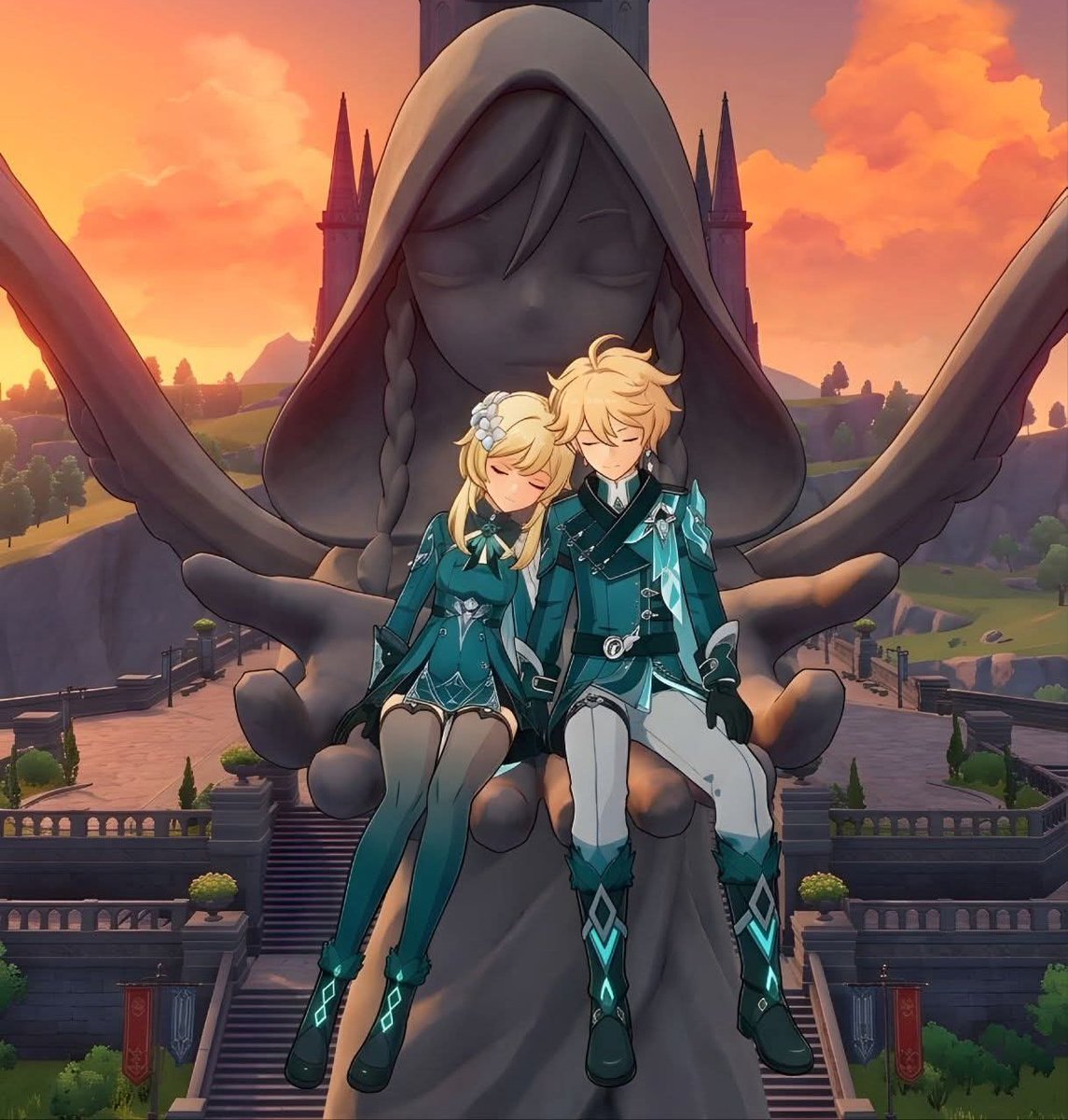 genshinmem_es's tweet photo. Aether &amp; Lumine new Outfit unlock after quest Snezhnaya...

#GenshinImpact https://t.co/DdMOuKDG5r