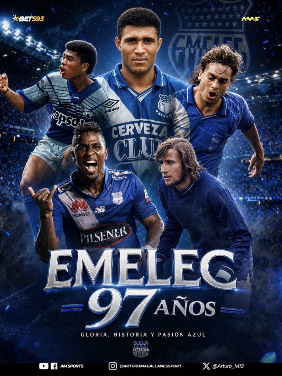 Arturo_M13's tweet photo. ⚡️ Feliz aniversario Emelec! 9️⃣7️⃣ años de vida institucional 🎊 🎂 🍾 https://t.co/HM7k4UpgJN