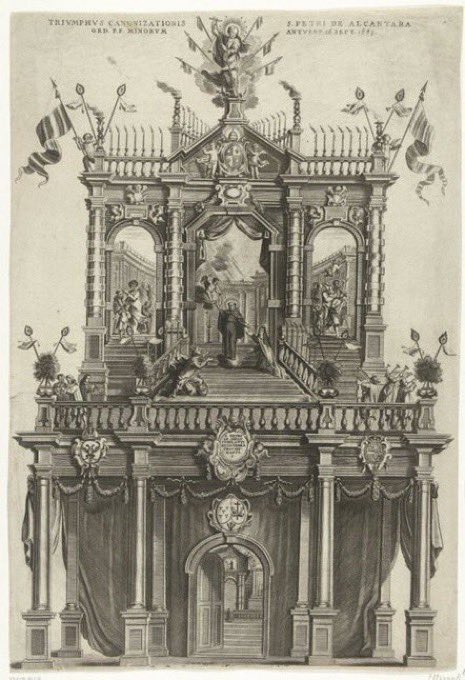 jdmccafferty's tweet image. Triumphal gate erected in #Antwerp on the occasion of the canonization of the #Spanish Franciscan Peter of Alcantara #otd 28 Apr 1669 designed by Suzanna Verbruggen.  (Rijksmuseum)

Peter was a huge supporter &amp;amp; encourager of Teresa of Avila.  He d. 18 Oct 1562.
