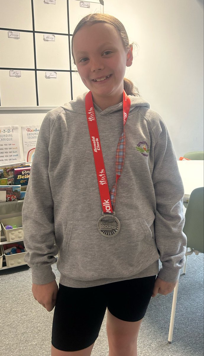 AitkenbarPS's tweet image. This wonderful P7 girl completed the ‘Big Stroll’ as part of the #Kiltwalk to raise money for her gymnastics club 👏 That’s 14 miles of non stop walking 🤩 #proud