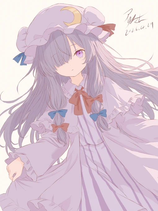 初めてパチュリーを描かせていただきました～ 初キャラは難しい～!!