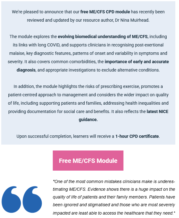 TomKindlon's tweet image. Learna/StudyPRN have updated their free ME/CFS CPD resource 

studyprn.com/p/chronic-fati…

Health professionals around the world can get a 1 Hour CPD Certificate

The ME/CFS community have been keen to highlight earlier versions of this 

#MEcfs #PwME