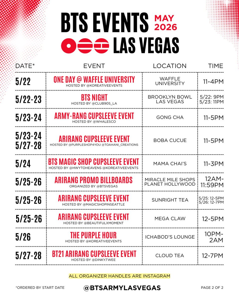 LV Army ⁷ May BTS Schedule 📌 tweet media