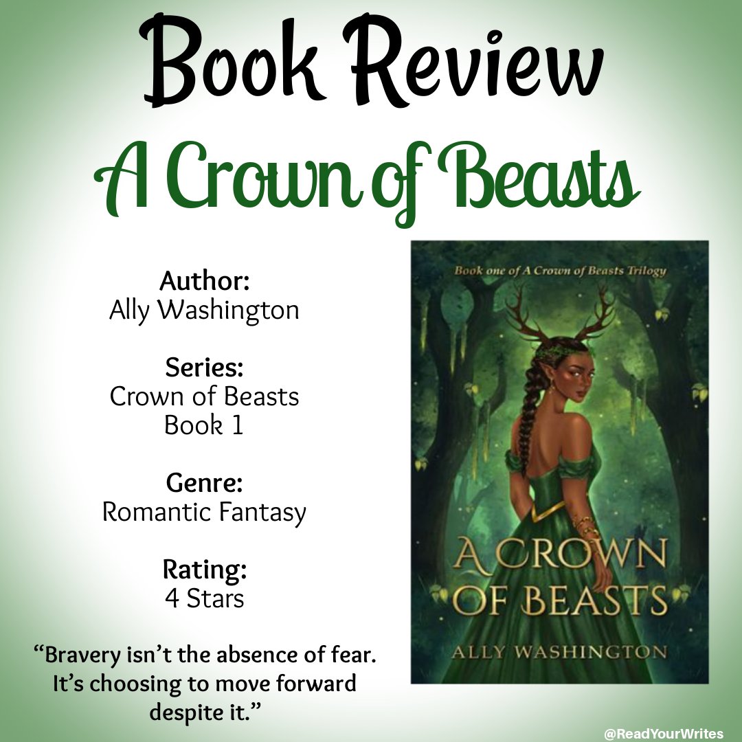 ReadYourWrites's tweet image. "I enjoyed the world Ally Washington has created for her new Crown of Beasts series." 

𝐀 𝐂𝐑𝐎𝐖𝐍 𝐎𝐅 𝐁𝐄𝐀𝐒𝐓𝐒 is out now.
readyourwrites.blogspot.com/2026/04/book-r…

#newrelease #fantasyromance #enemiestolovers #forcedproximity #bondedmates #bookreview #diversebooks