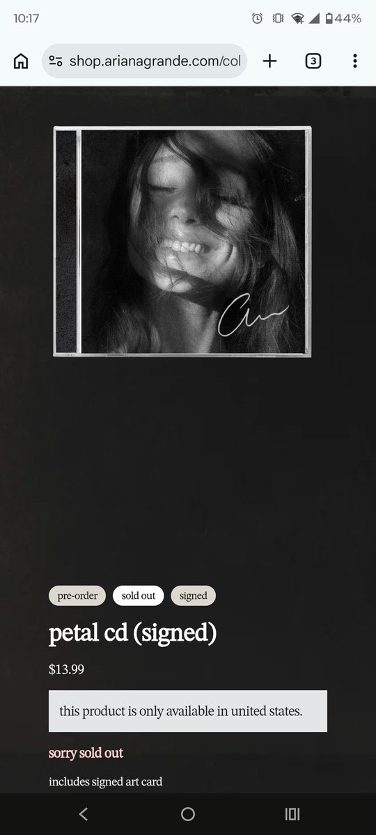 cat11angel's tweet image. Why is the signed lp and CD sold out already ???? #arianator #petal