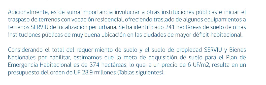 Ministro @Ministropoduje: la palabra 'sobreprecio' o "doble o triple del valor real" no son conclusiones ni aparecen en el Informe N°421 de la Contraloría. Los 6 UF/m² eran un parámetro que nosotros mismos establecimos como un monto referencial de adquicisión de suelo (1/2)