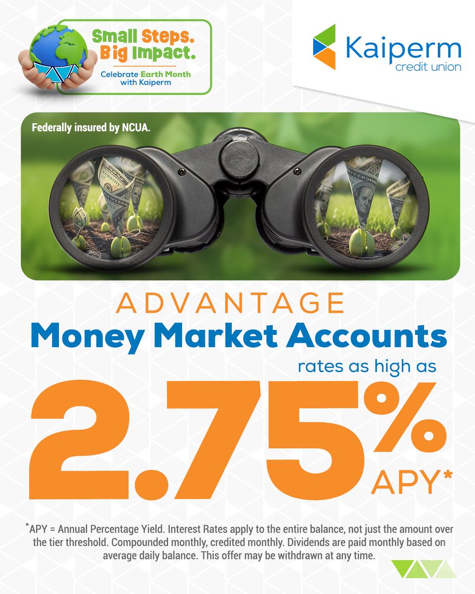 Looking for a better way to make your money grow? Look no further than the Advantage #MoneyMarketAccount at <a href="/KaipermFCU/">Kaiperm Credit Union</a>! We’re offering rates as high as 2.75% APY*. This is the perfect opportunity to maximize your savings while keeping your funds accessible.