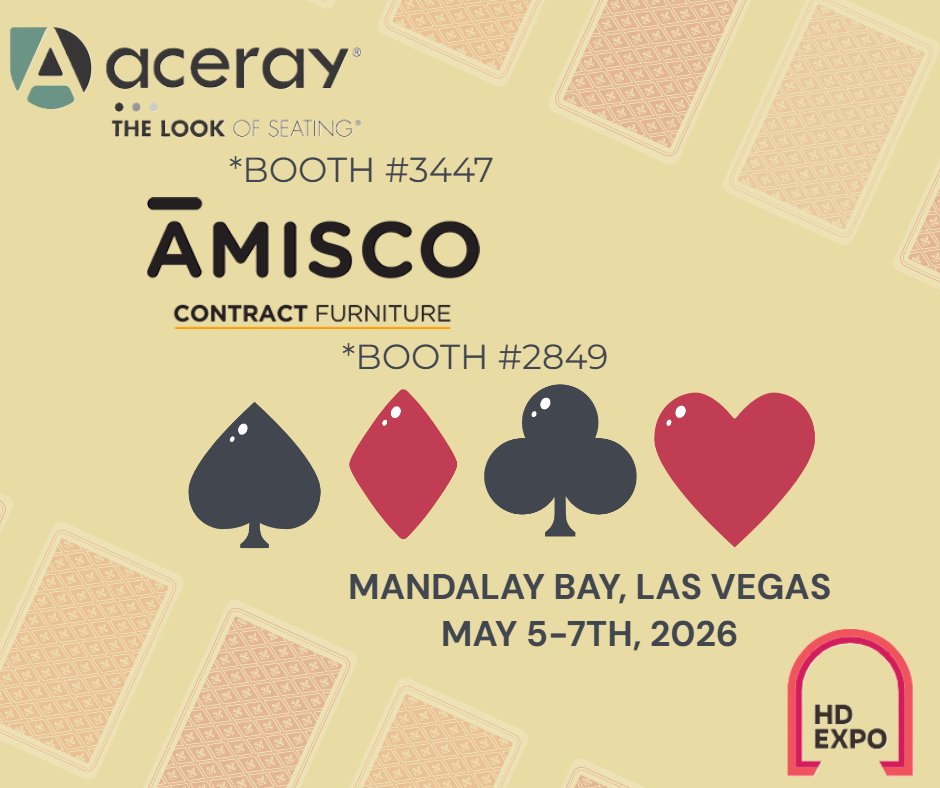 rhsources's tweet photo. @hdmag Expo 2026 at @MandalayBay in Las Vegas from May 5-7th! @AcerayLLC &amp; Amisco Contract will have booths showcasing some of the latest hospitality furniture that balances durability, comfort, and style. Let us know if you will be attending! #HDExpo 

https://t.co/uFVevai7ex https://t.co/RCKO3bNZMA