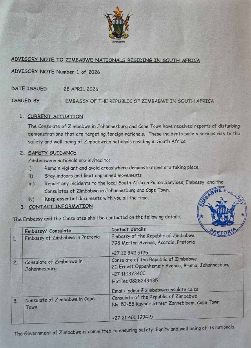 The Embassy of Zimbabwe in South Africa tweet media