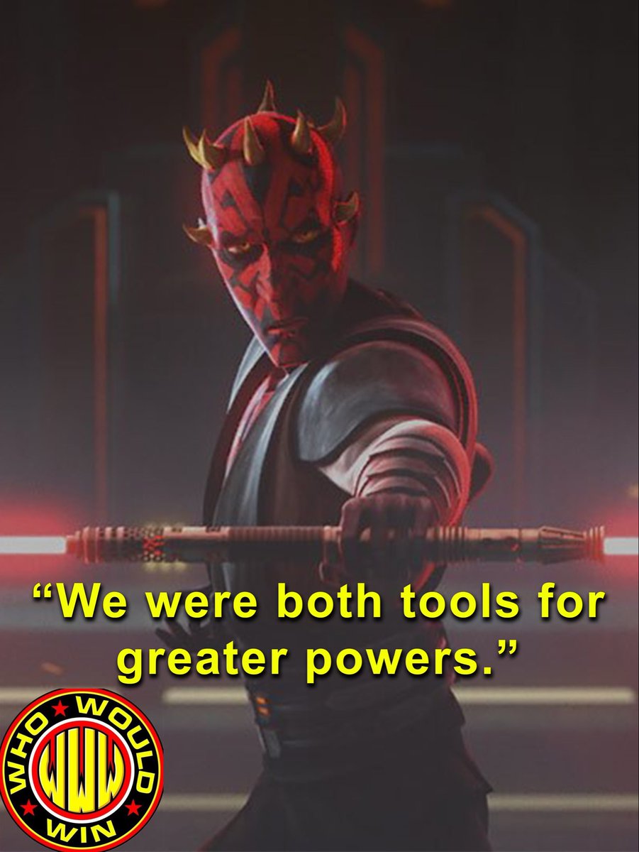 WhoWouldWinShow's tweet photo. What’s your favorite Darth Maul Quote?

Let us know in the comments. Follow the Who Would Win podcast for more. 

#whowouldwin #podcast #starwars #darthmaul #lucasfilm https://t.co/pWP18ucjaF