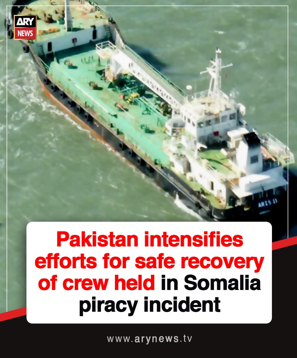 ARYNEWSOFFICIAL's tweet image. Pakistan intensifies efforts for safe recovery of crew held in Somalia piracy incident

More details: arynews.tv/pakistan-works…

#ARYNews