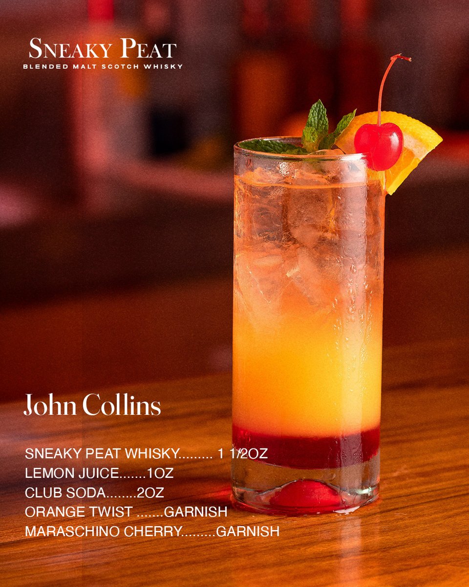 drinksneaky's tweet photo. Sneaky Peat John Collins 🍒🍋🥃 

Looking for a crisp, citrusy cocktail that’s easy to make and perfect for any occasion? This drink delivers bright lemon flavor with smooth whisky and a bubbly finish.

#DrinkSneakily https://t.co/C3QKUUL6cQ