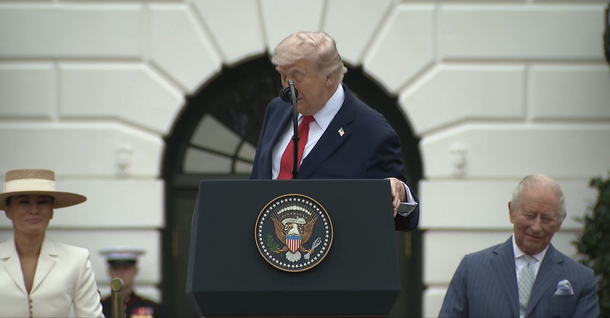 JenniferJJacobs's tweet photo. Trump, on his mom's keen interest in British royals and her "crush" on Charles:
Mary Anne and Fred were married for 63 years. "That's a record we won't be able to match, darling, sorry," he turned and told Melania. "Just not going to work out that way. We'll do well, but we're not going to do that well. 63 years."
"My mother, I just see it so clearly -- she loved -- I told the king that she loved the royal family and she loved the queen.
And any time the queen was involved in a ceremony or anything, my mother would be glued to the television, and she'd say, 'Look, Donald, look how beautiful that is.' 
"She really did love the family. 
"But I also remember saying very clearly, 'Charles, look young Charles. He's so cute.'"