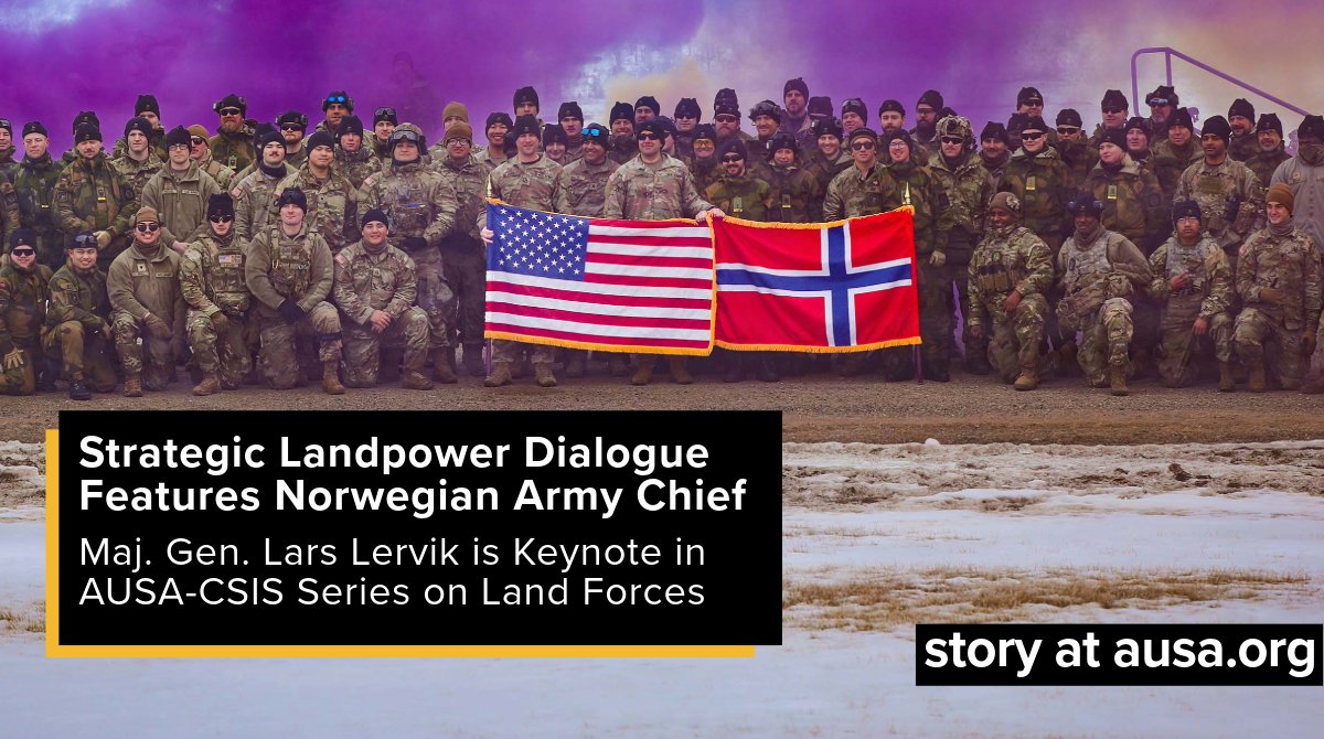 AUSAorg's tweet image. Land power, allied leadership, and the Arctic fight. 🇳🇴 

AUSA and @CSIS welcome Norway’s Army chief for a Strategic Landpower Dialogue on today’s security challenges.

🔗 Read more: f.mtr.cool/rgvimovdlw

#AUSAorg #USArmy #CSIS #Norway #Leadership