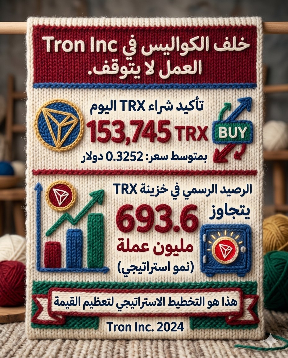 LOGYBTC's tweet image. خلف الكواليس في Tron Inc، العمل لا يتوقف. اليوم تم تأكيد شراء 153,745 TRX بمتوسط سعر 0.3252 دولار. رصيد الشركة الرسمي في خزينة TRX يتجاوز الآن 693.6 مليون عملة. هذا هو التخطيط الاستراتيجي لتعظيم القيمة.
#TRON
#TRONGlobalFriends
#trx
@TRON_INC 
@trondao 
@TronDao_AR