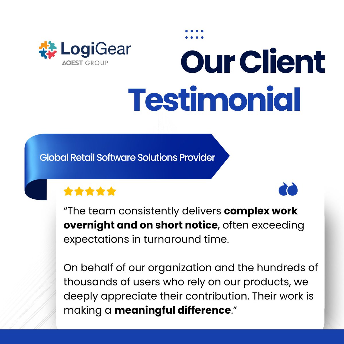 logigear's tweet image. 🌟 Client Testimonial 🌟

Complex work delivered overnight and on short notice — without compromising quality.

#ClientTestimonial #EnterpriseDelivery #RapidExecution #SoftwareTesting #OperationalExcellence #QualityEngineering