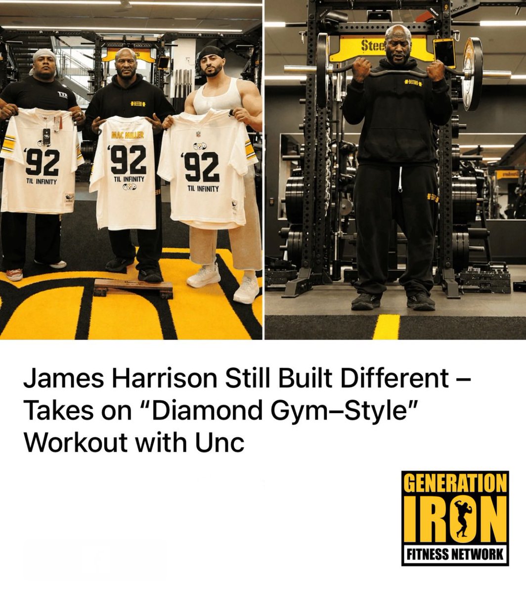 GenerationIron's tweet image. James Harrison Still Built Different – Takes on “Diamond Gym–Style” Workout with Unc
#nfl #steelers #training #workout

generationiron.com/james-harrison…