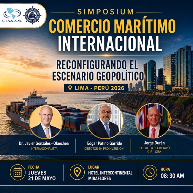 ApamPeru's tweet photo. 📢 SIMPOSIUM 2026: 
Comercio Marítimo Internacional 🚢

Analiza la "Reconfiguración del escenario geopolítico" con especialistas de talla internacional.

📅 Jueves 21 de mayo | 📍 Hotel Intercontinental, 
Miraflores.

¡Regístrate y asegura tu cupo!

https://t.co/WvyIQnrMoI https://t.co/ugR33KJLXs
