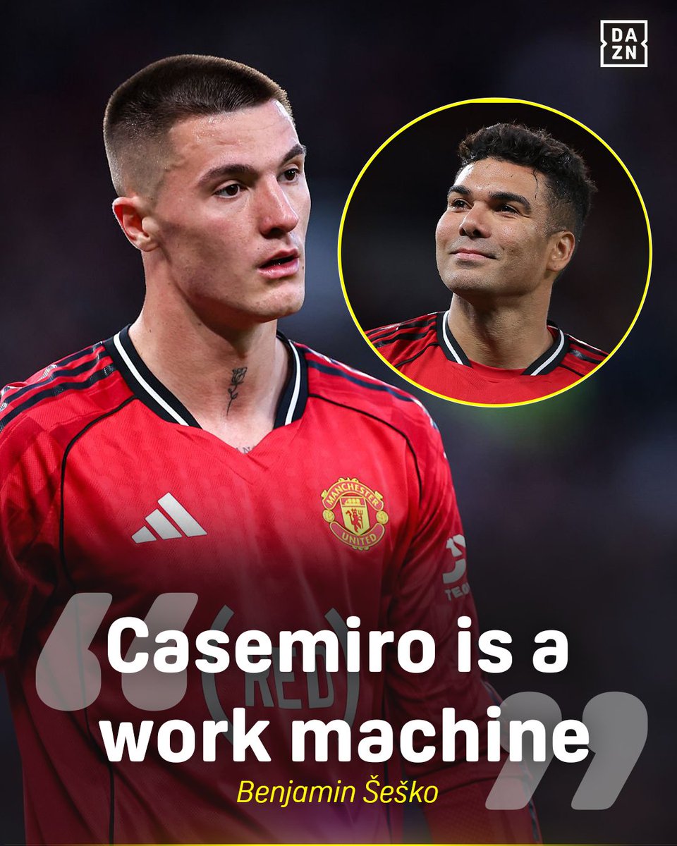 DAZNFootball's tweet image. Relentless from start to finish 💪

Casemiro’s impact doesn’t go unnoticed as Benjamin Šeško highlights just how crucial he’s been 🔴

#PremierLeague
