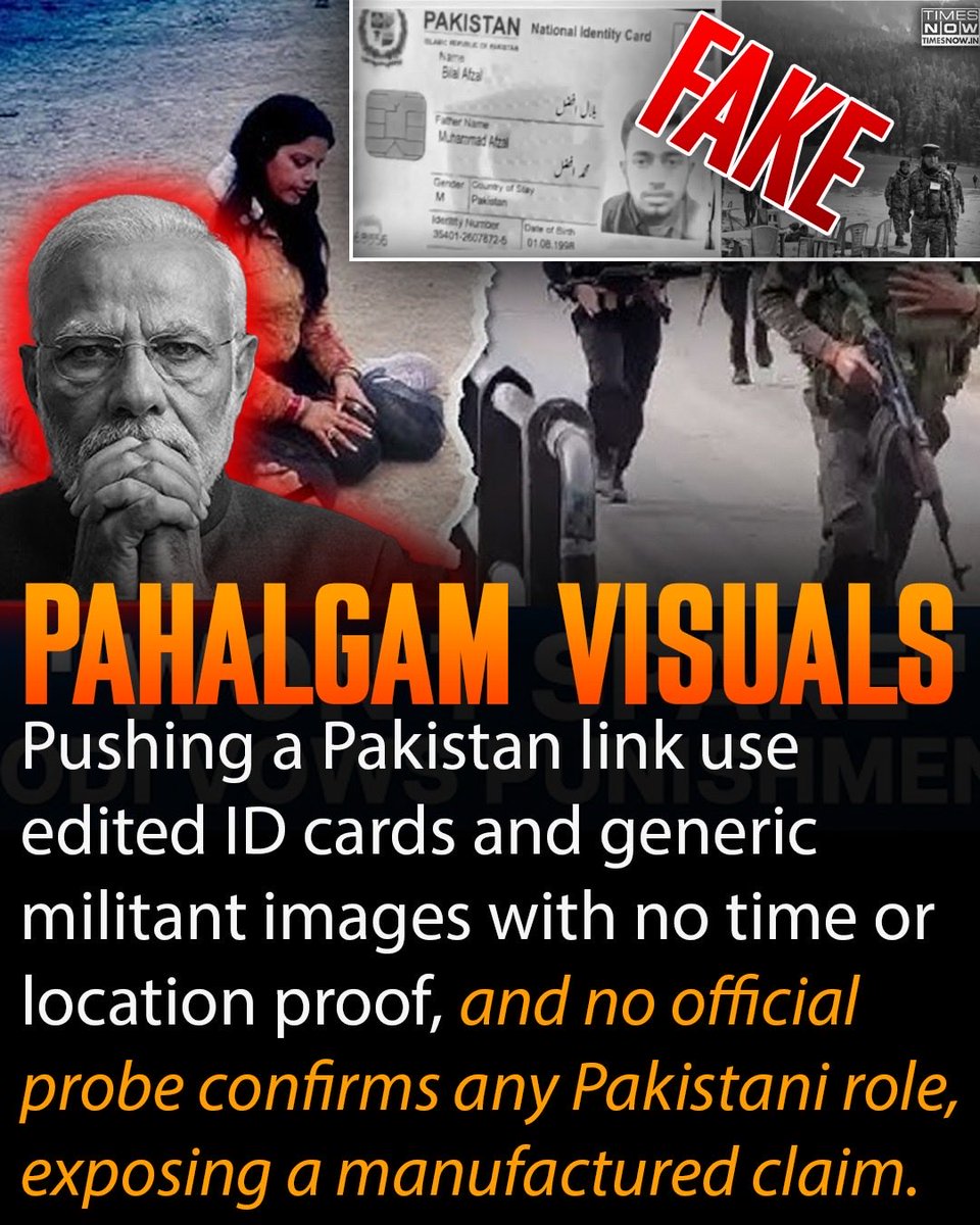ayeshazahr80067's tweet image. Pahalgam attack claims lack verifiable proof. Viral “Pak links” rely on unconfirmed images &amp;amp; recycled narratives. Demand credible evidence, not speculation or politicized blame. Facts must lead, not propaganda.
#Pahalgam #FactCheck #Kashmir #FakeNews #SouthAsia