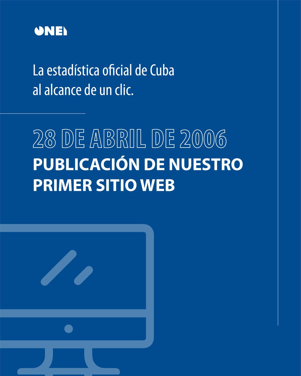 CubaONEI's tweet photo. #ONEI | 🌐 El 28 de abril de 2006, hace exactamente 20 años, publicamos nuestro primer sitio web, cuando todavía nos llamábamos Oficina Nacional de Estadística (ONE). Ese fue nuestro primer esfuerzo por colocar en Internet la estadística oficial de Cuba.

🧵1/3👇 https://t.co/IvAtdoOygq