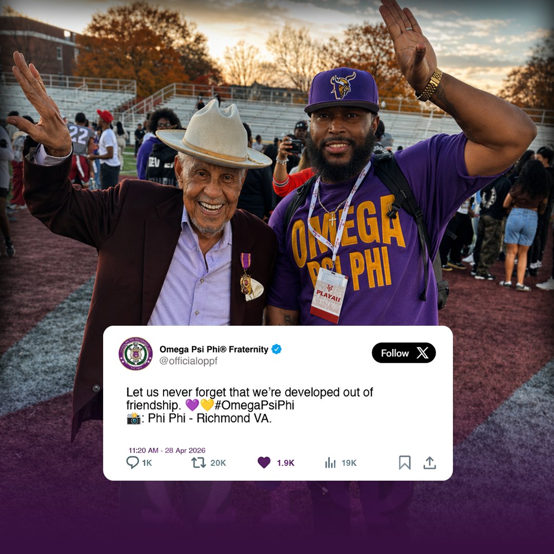OfficialOPPF's tweet photo. Let us never forget that we’re developed out of friendship. 💜💛#OmegaPsiPhi📸: Phi Phi - Richmond VA. https://t.co/8FsKbm5ugB