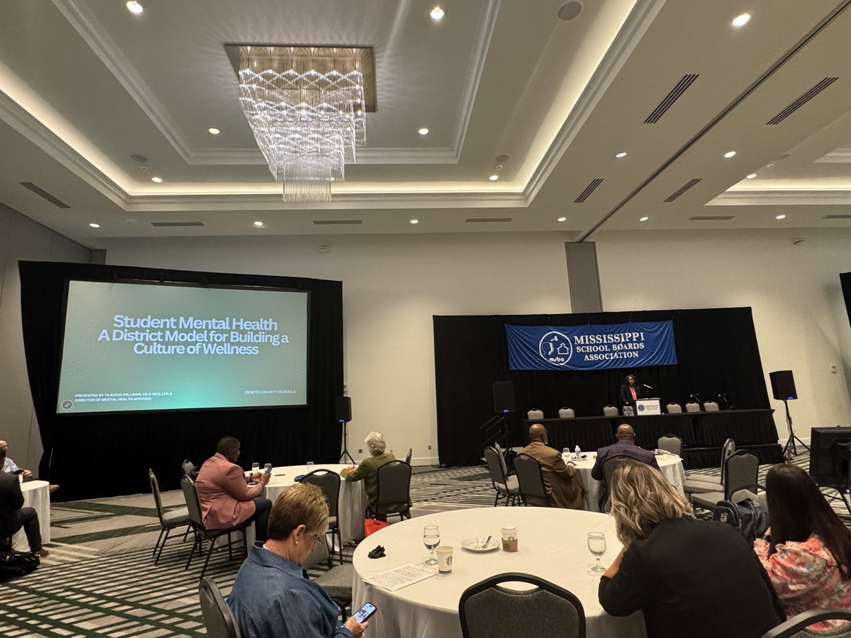 MSBAonline's tweet photo. Now underway at the MSBA Legislative Update &amp; School Law Review:

💙 Student Mental Health: Building a Culture of Wellness with Tajuana Williams, DeSoto County School District

Focusing on student well-being and creating supportive, thriving schools. https://t.co/mpo2SPdRVn