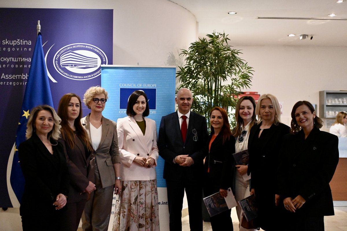 alain_berset's tweet photo. Great to meet participants of the Council of Europe’s Academy for Women Candidates in Bosnia and Herzegovina.
This initiative supports women preparing to run for office, with training on elections, campaigning and public speaking, and by building a network of future leaders.
A concrete step towards stronger, more representative institutions, and a result of our previous Action Plan.