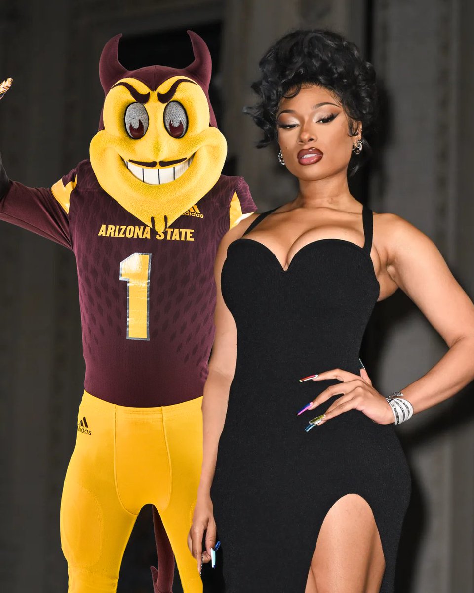 InfernoInsider's tweet image. heard megan needed a new stallion ❤️‍🔥

#asu #sundevils #megantheestallion #college #klaythompson