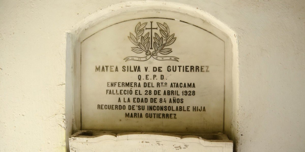 AgoraCl's tweet image. #Efemérides Hoy, 28 de abril, se cumplen 98 años del fallecimiento de una gran mujer chilena.
Matea Silva de Gutiérrez (1844-1928), enfermera del Batallón Atacama en la Guerra del Pacífico.
A los 35 años dejó todo para seguir a su esposo al frente. Atendió heridos en Chorrillos y
