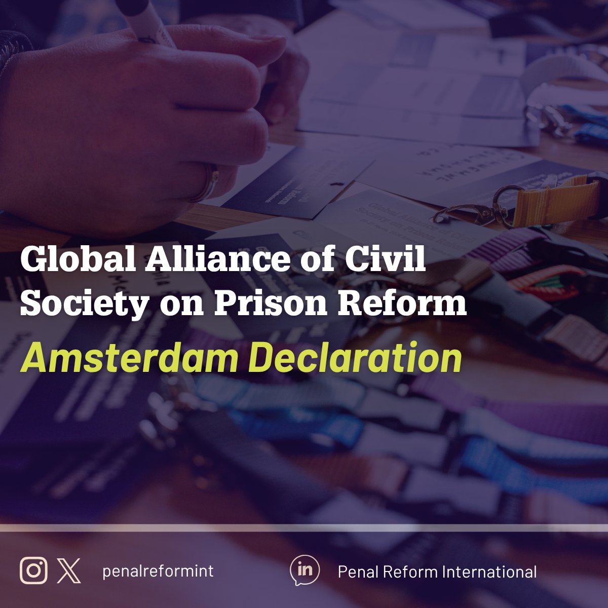 PenalReformInt's tweet image. 📌Amsterdam Declaration adopted by civil society organisations from 31 countries.

🌐Endorsed by 46 organisations, it sets out priorities to address over-reliance on imprisonment and advance rights-based #reform.

🔗 penalreform.org/news/the-amste…

#PrisonReform #HumanRights